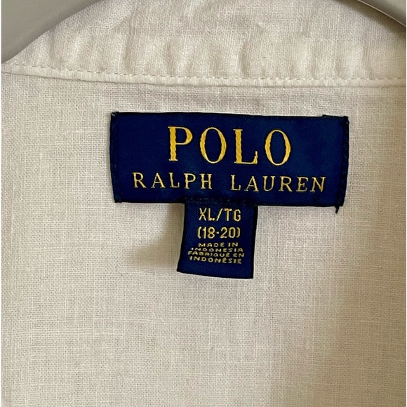 Boys Polo Ralph Lauren snap front short sleeve white shirt. Size XL 18-20 - Picture 3 of 9